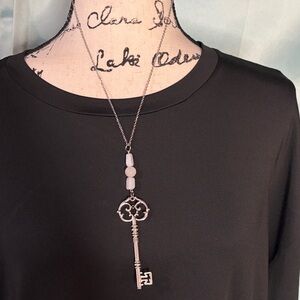 Rainbow Moonstone Big Key Pendent Necklace